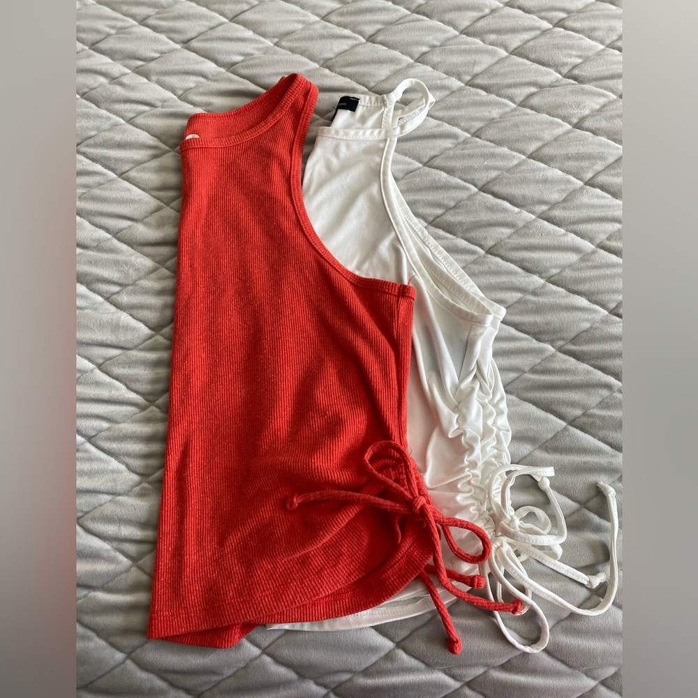 SO Orange and YMI Collection White Tank Top with Side Tie